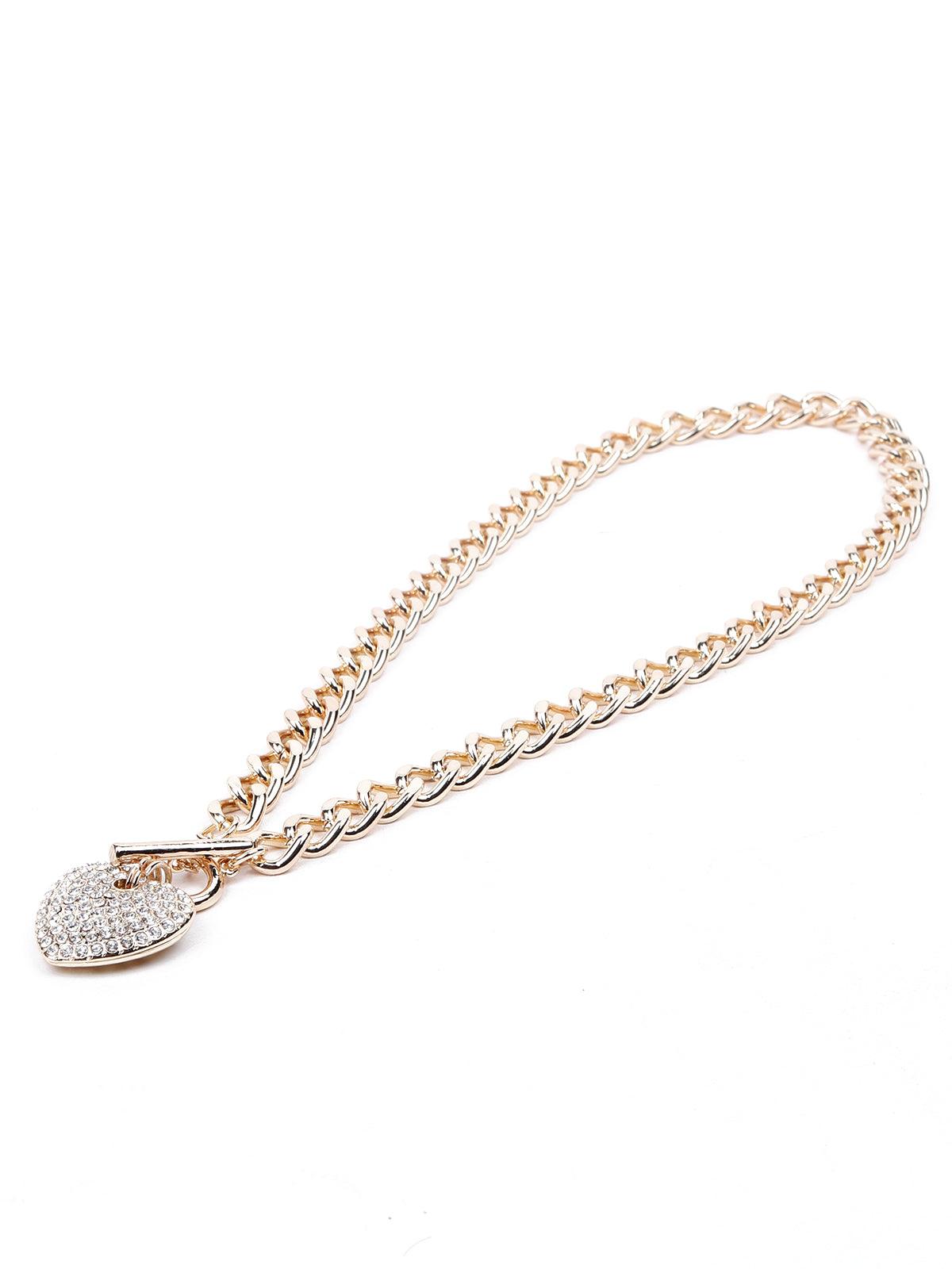 Thick gold-tone chain with a heart-shaped locket - Odette