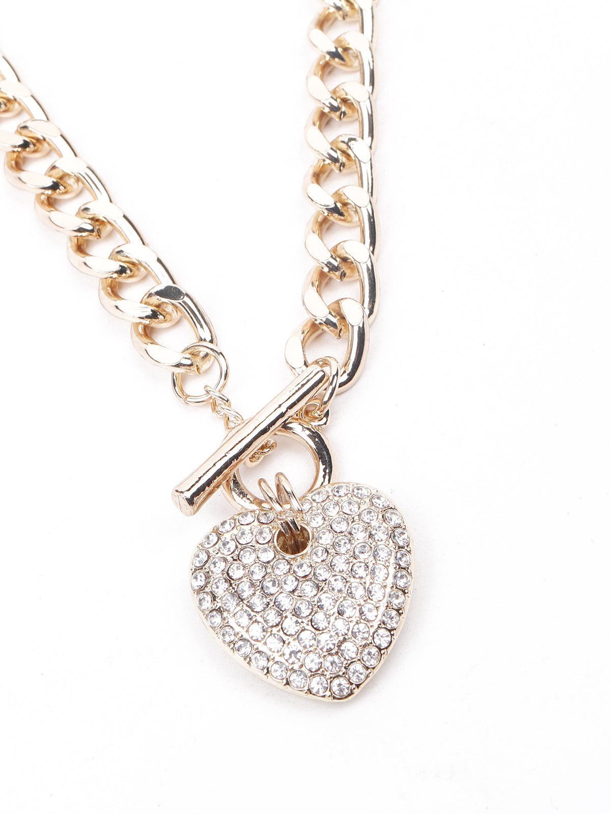 Thick gold-tone chain with a heart-shaped locket - Odette