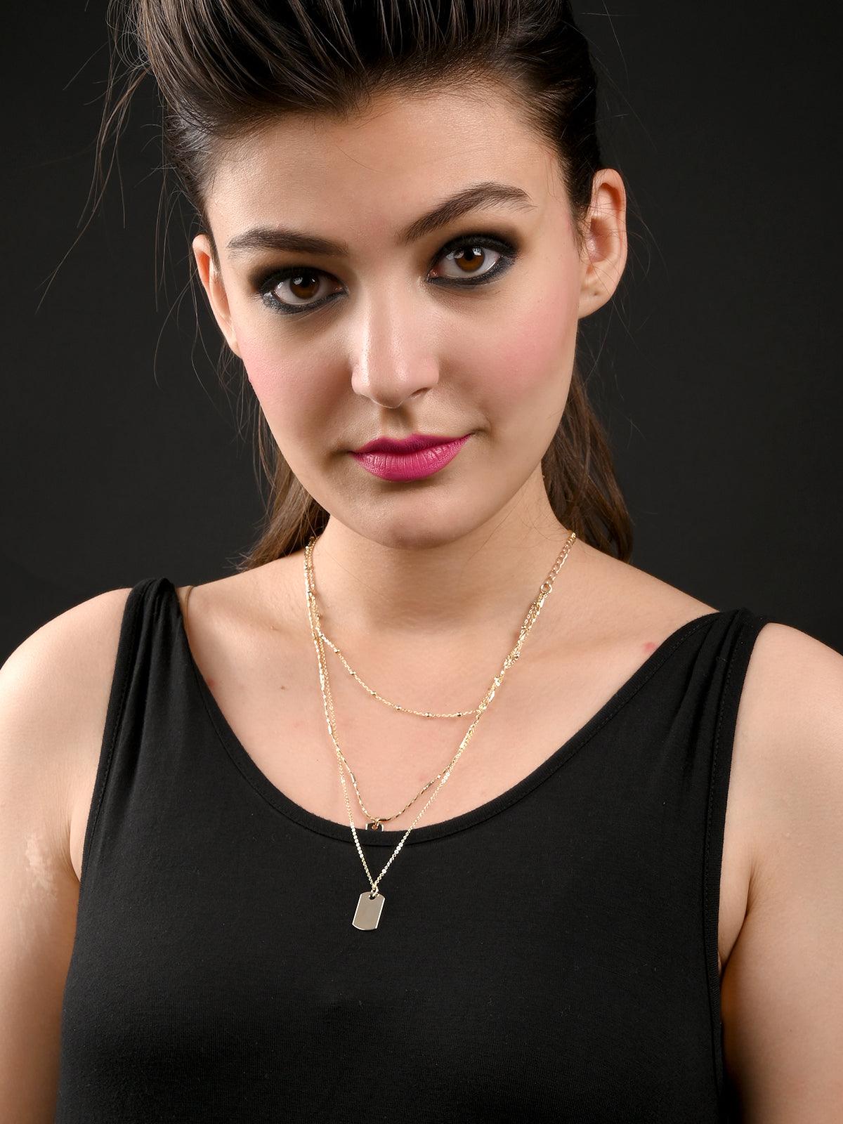 Three Layer Gold Chain Necklace - Odette