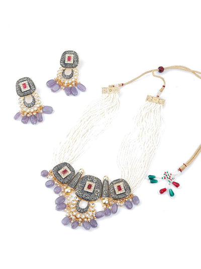 Traditional Multi-strand Pearl Necklace Set - Odette