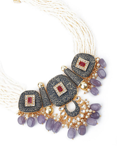 Traditional Multi-strand Pearl Necklace Set - Odette