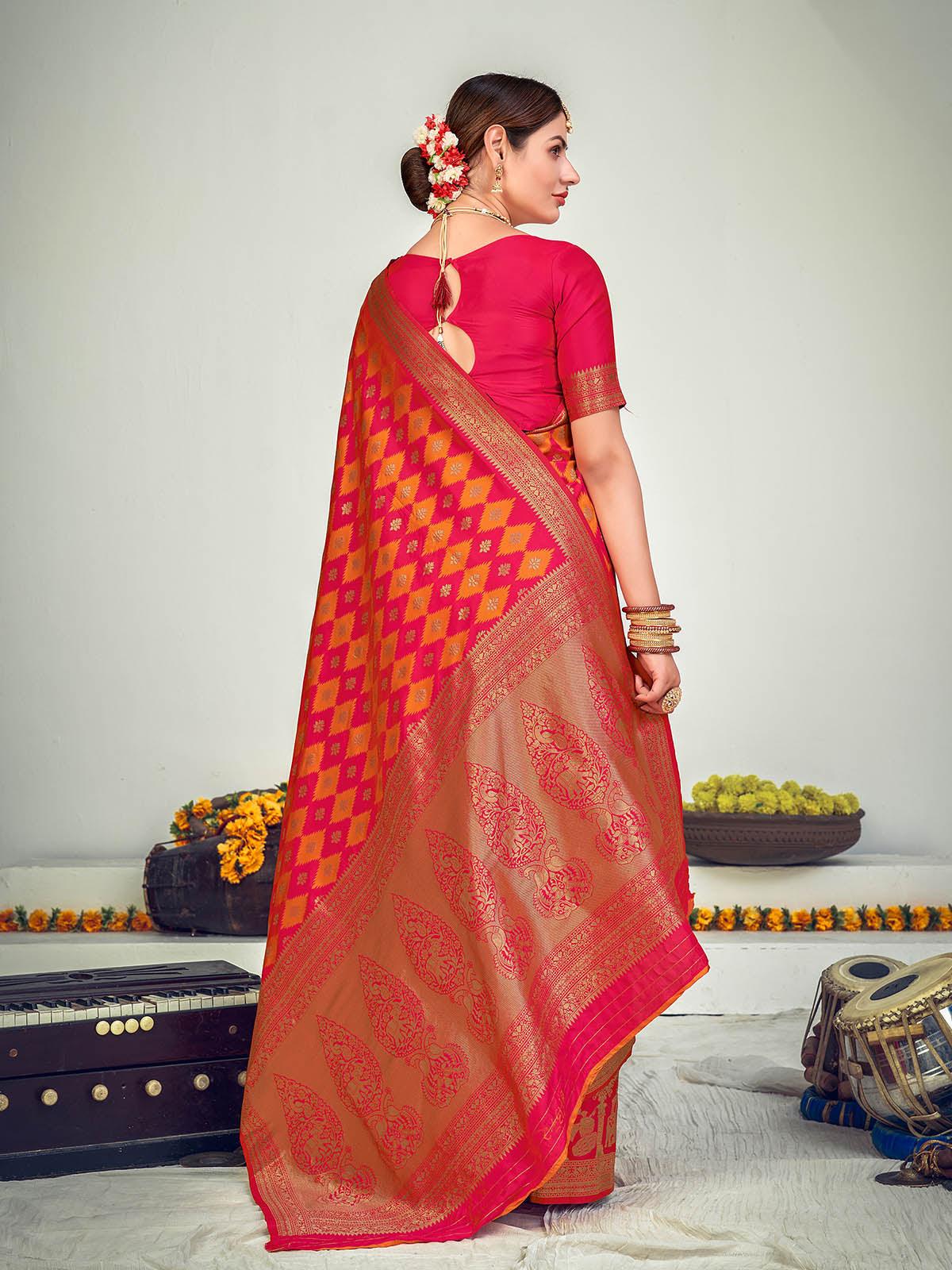 Wine Uppada Katan Silk Handloom Banarasi Saree - Sacred Weaves