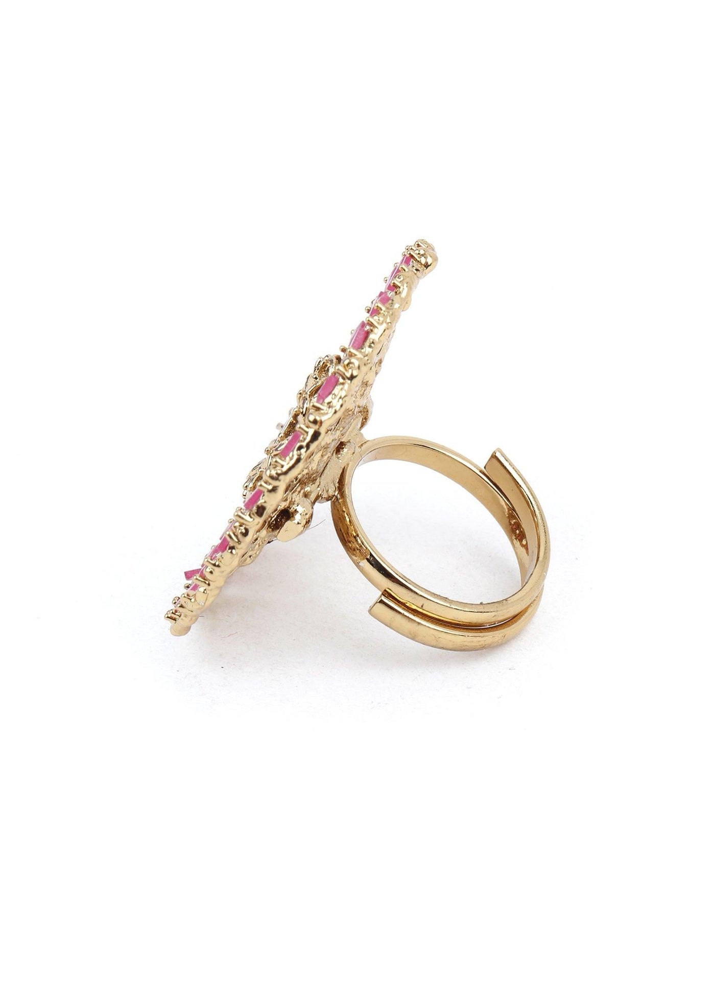 Traditional Round Pink and Gold Platted Ring - Odette
