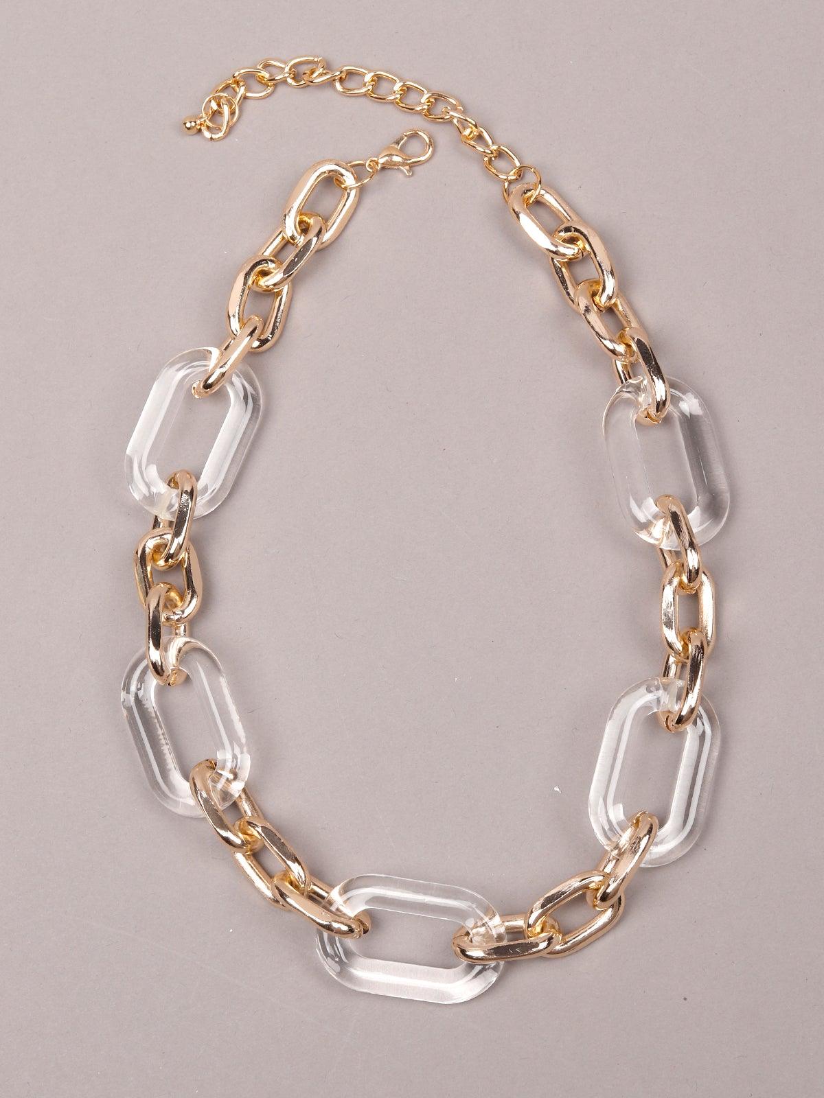 Transparent And Gold-Tone Interlinked Chained Necklace - Odette