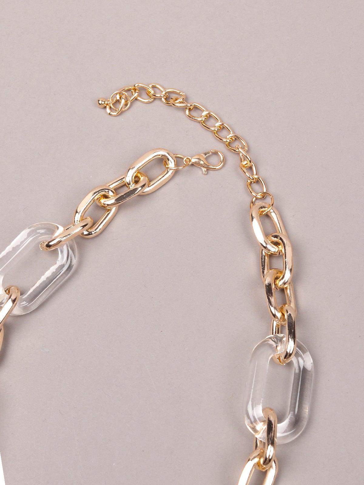 Transparent And Gold-Tone Interlinked Chained Necklace - Odette