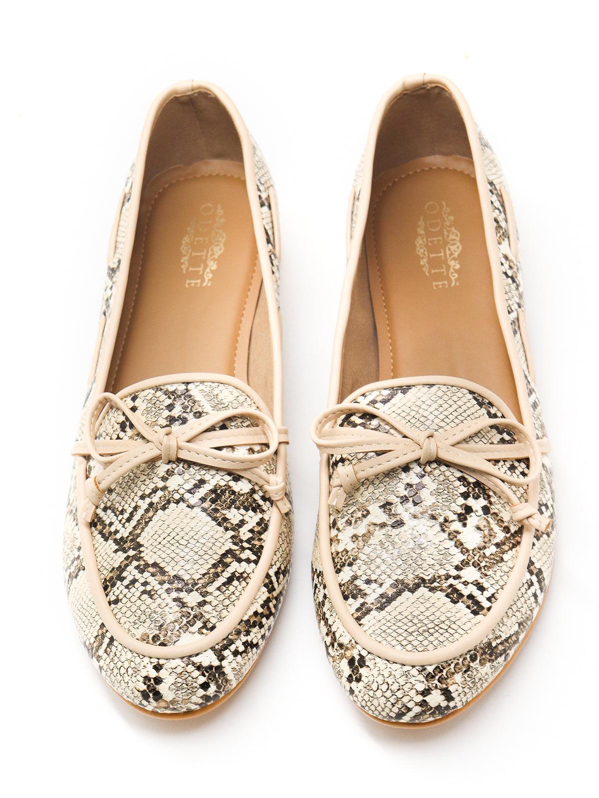 Trendy Beige Leatherette Loafers! - Odette