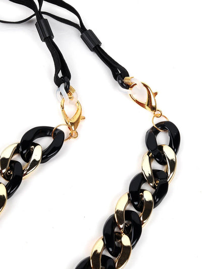 Trendy Black And Gold Sunglass Chain - Odette