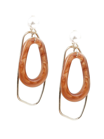 TRENDY GOLD AND BROWN HOOP EARRINGS - Odette