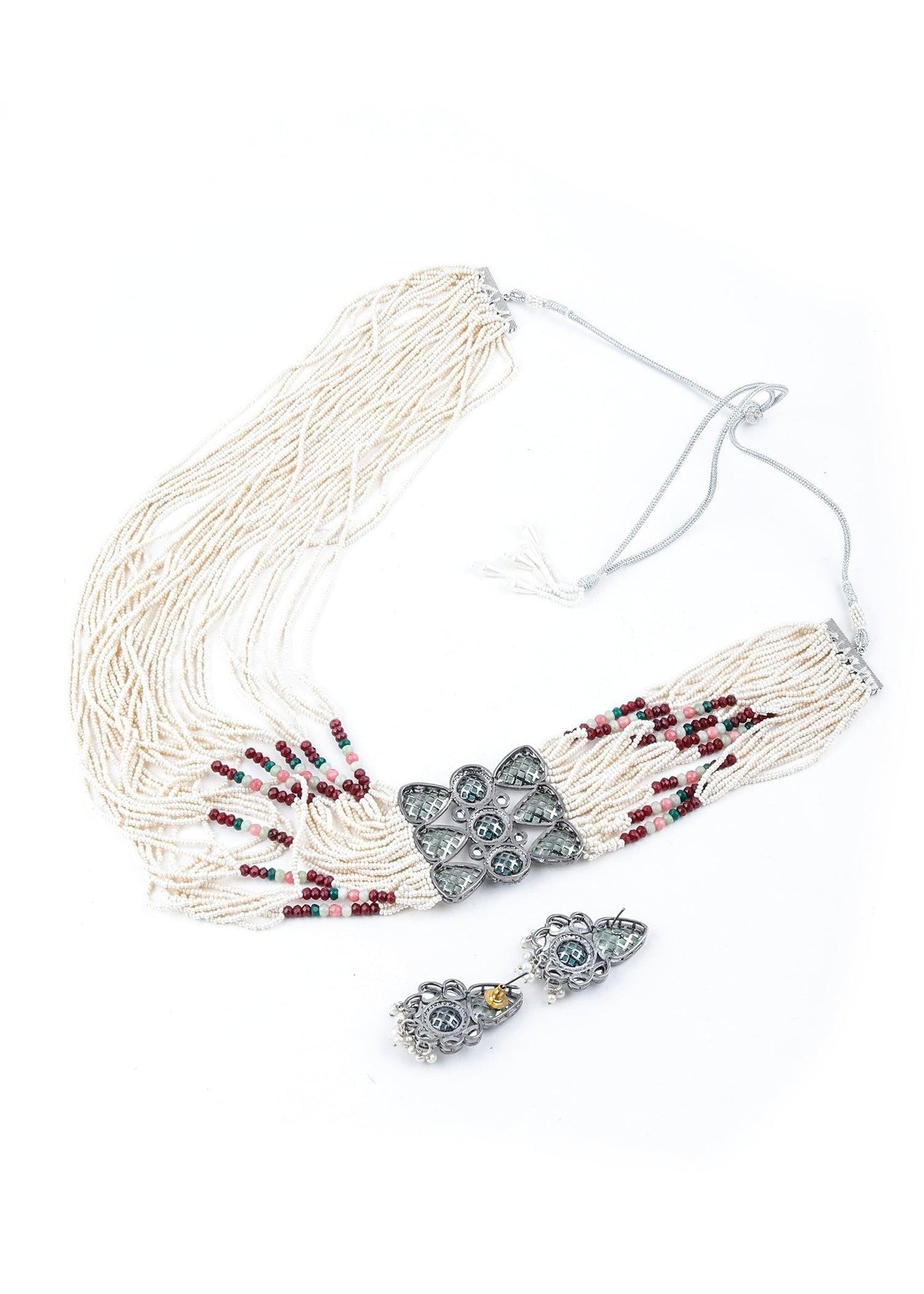 Trendy Multi Layered Brooch Necklace Set - Odette