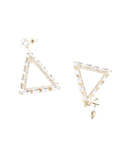 Triangular Crystal Embellished Dangle Earrings - Odette