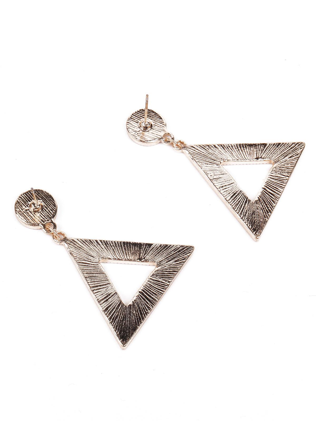 Triangular golden statement earrings - Odette