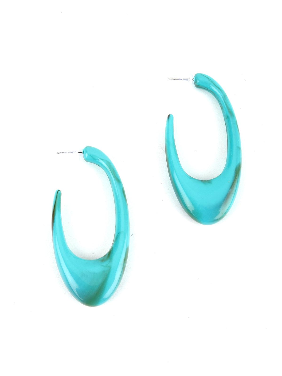 Turquoise Blue Open Hoop Earrings - Odette