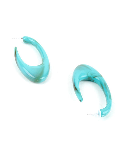 Turquoise Blue Open Hoop Earrings - Odette