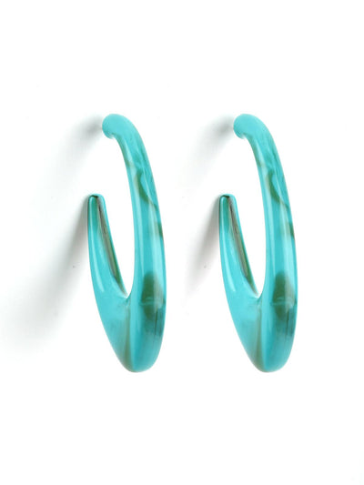 Turquoise Blue Open Hoop Earrings - Odette