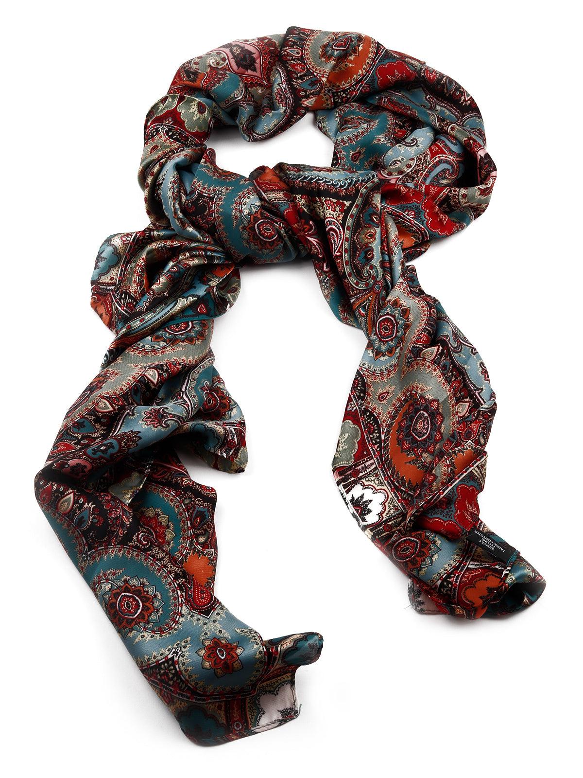Turquoise blue printed textured scarf for women - Odette