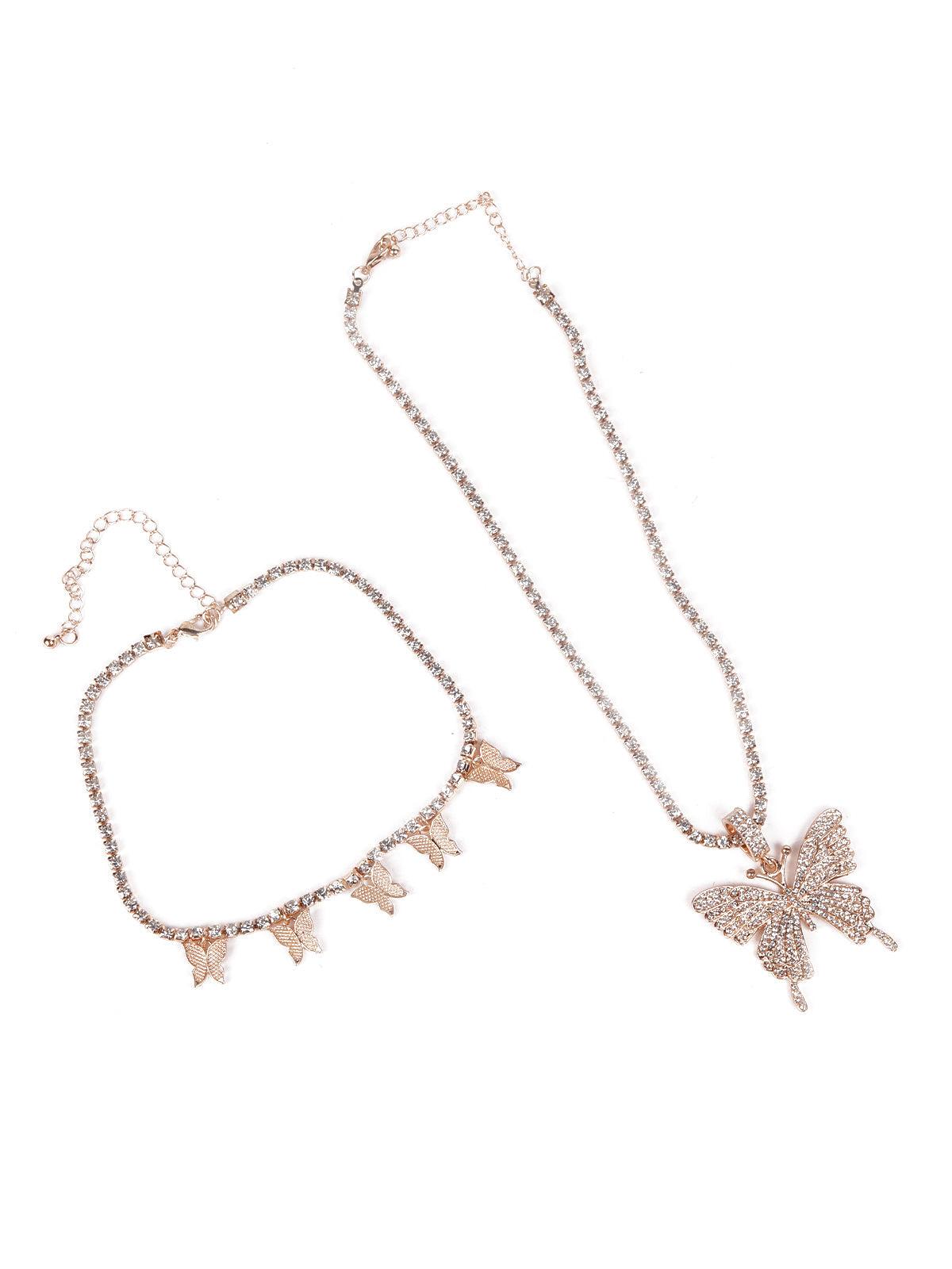 3pcs Heart & Butterfly Pendant Necklace | SHEIN