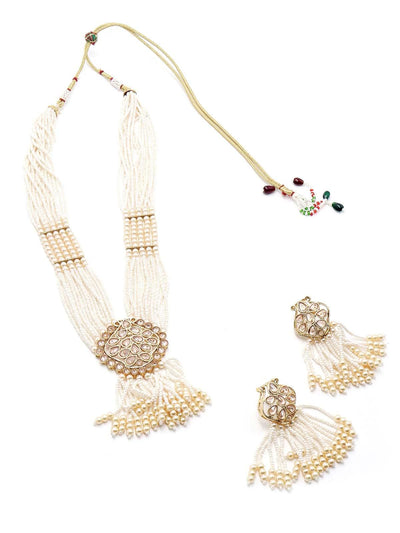 Typical faux pearl necklace with earrings - Odette