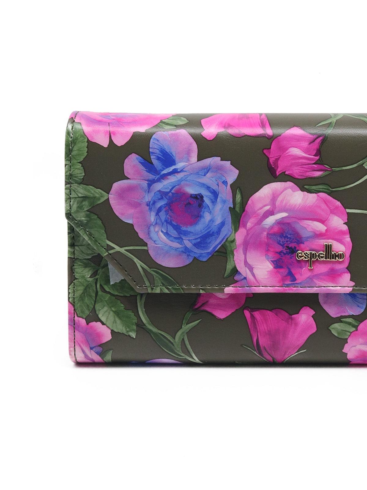 Typical Green and Pink Floral Rectangular Wome's Wallet! - Odette