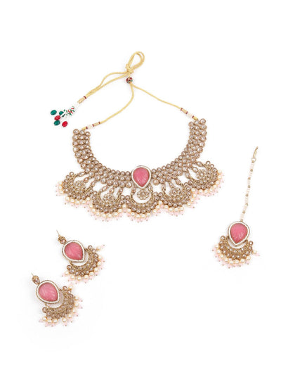 Unique Gold  and Pink Queensy Choker Set for Women - Odette