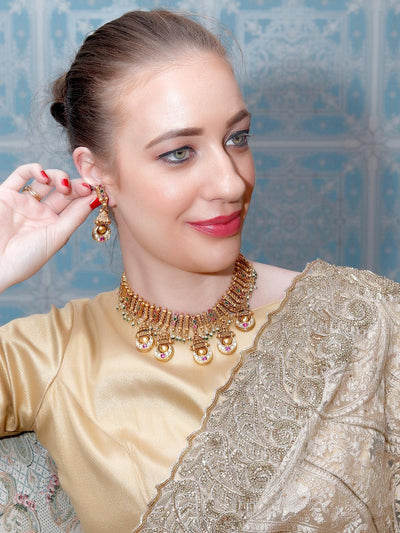 Unique Gold Studded Choker Set for Women - Odette