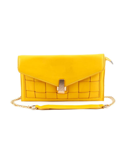 Unique Yellow Textured Envelope Handbag - Odette