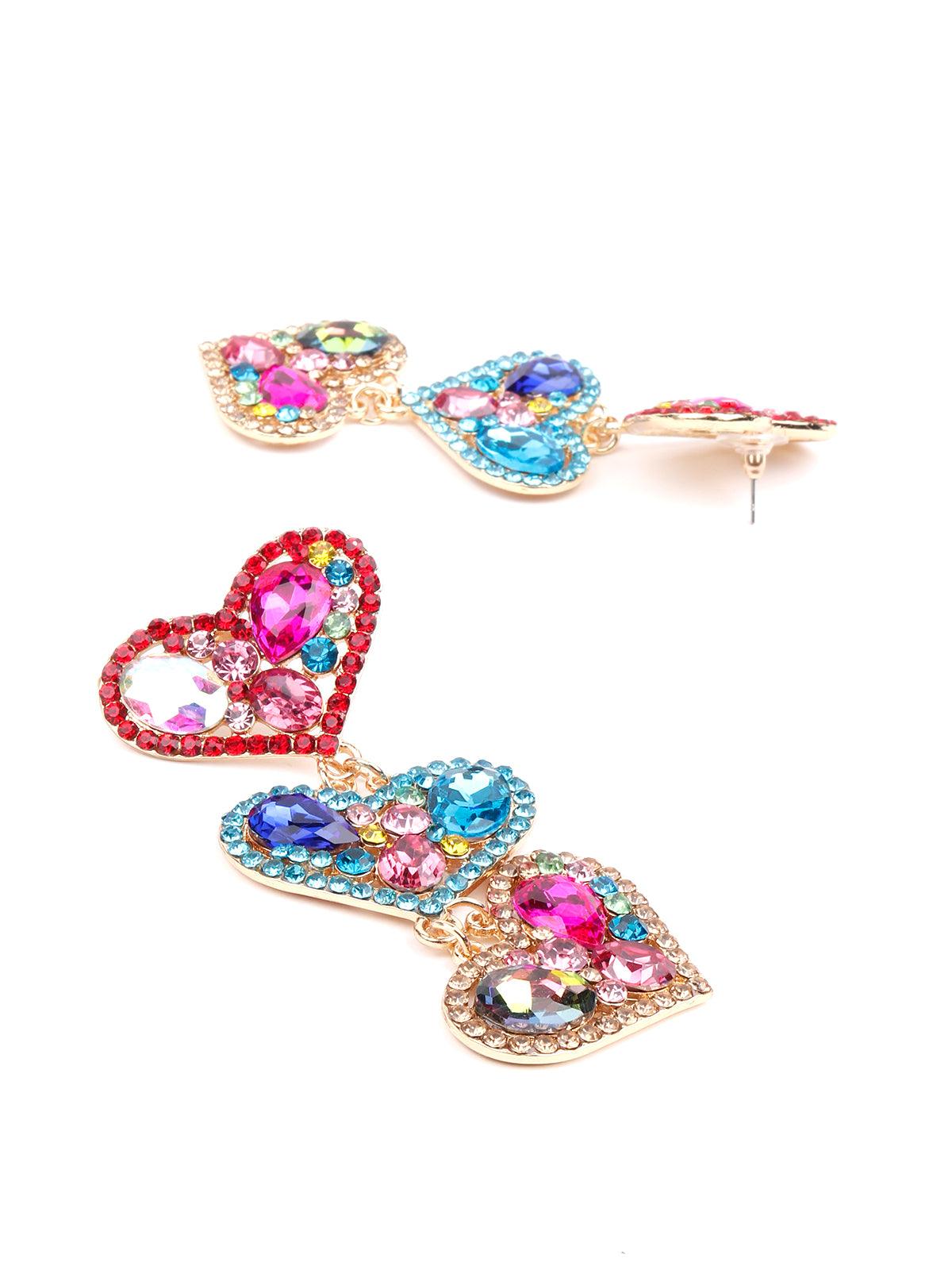 Buy the Swarovski Gold Tone Crystal Heart Clip - On Earrings 26.7g |  GoodwillFinds