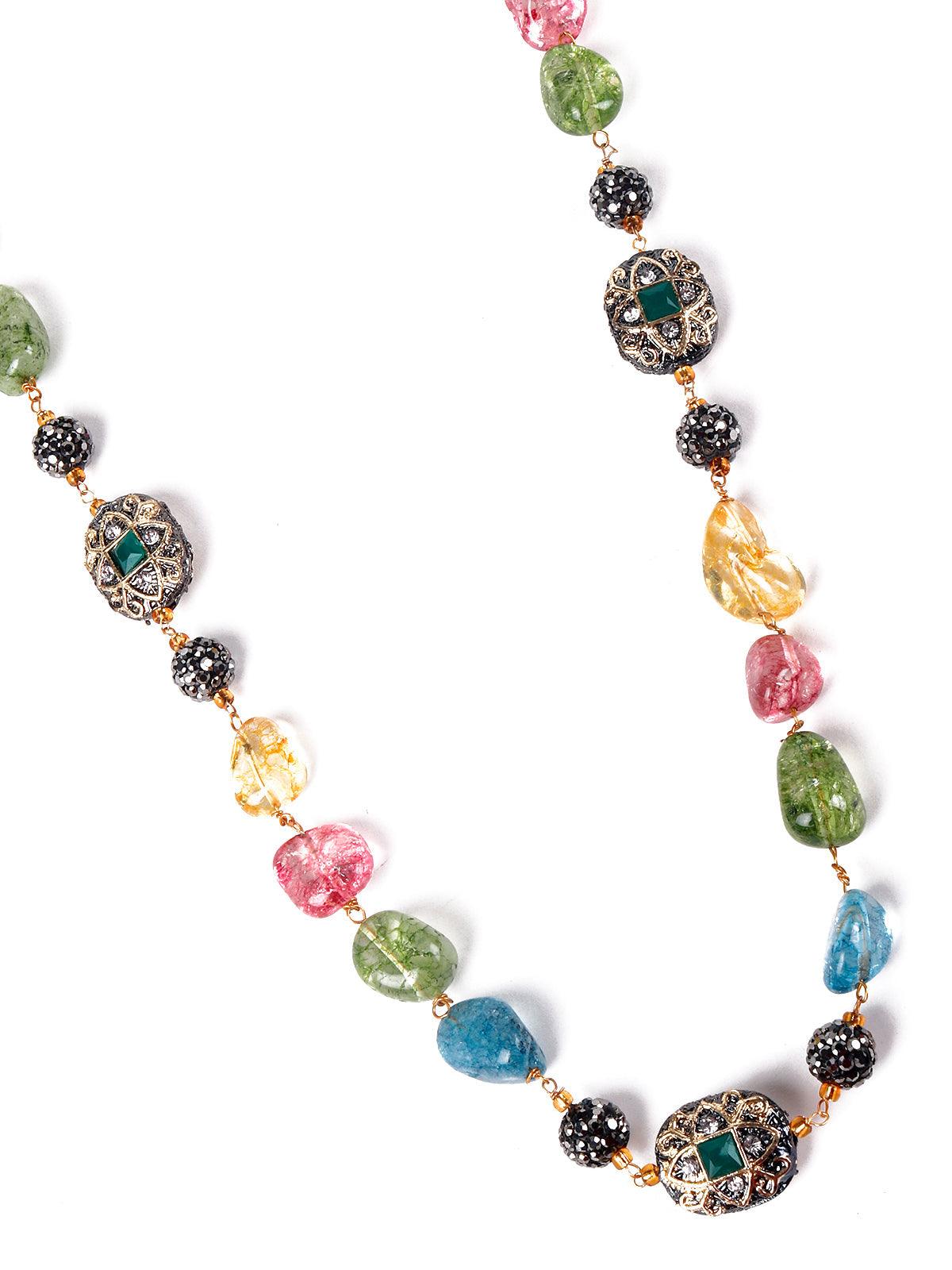 Vibrant multicoloured stone necklace set - Odette