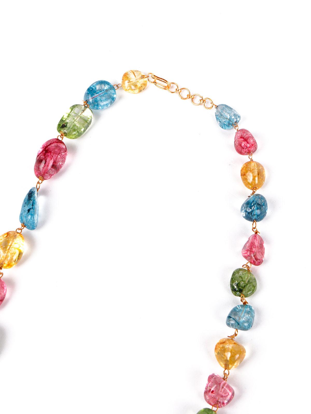 Vibrant multicoloured stone necklace set - Odette