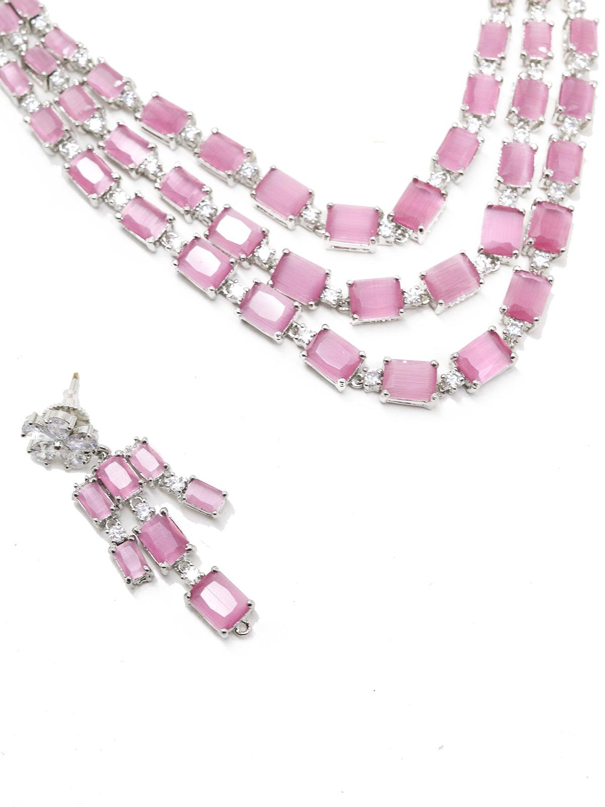 Violet Trendy Necklace with Earrings - Odette