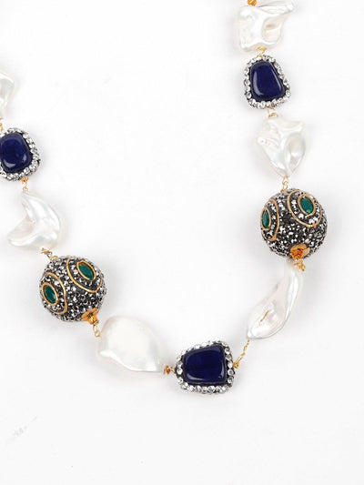 White And Blue Stone Necklace Set - Odette