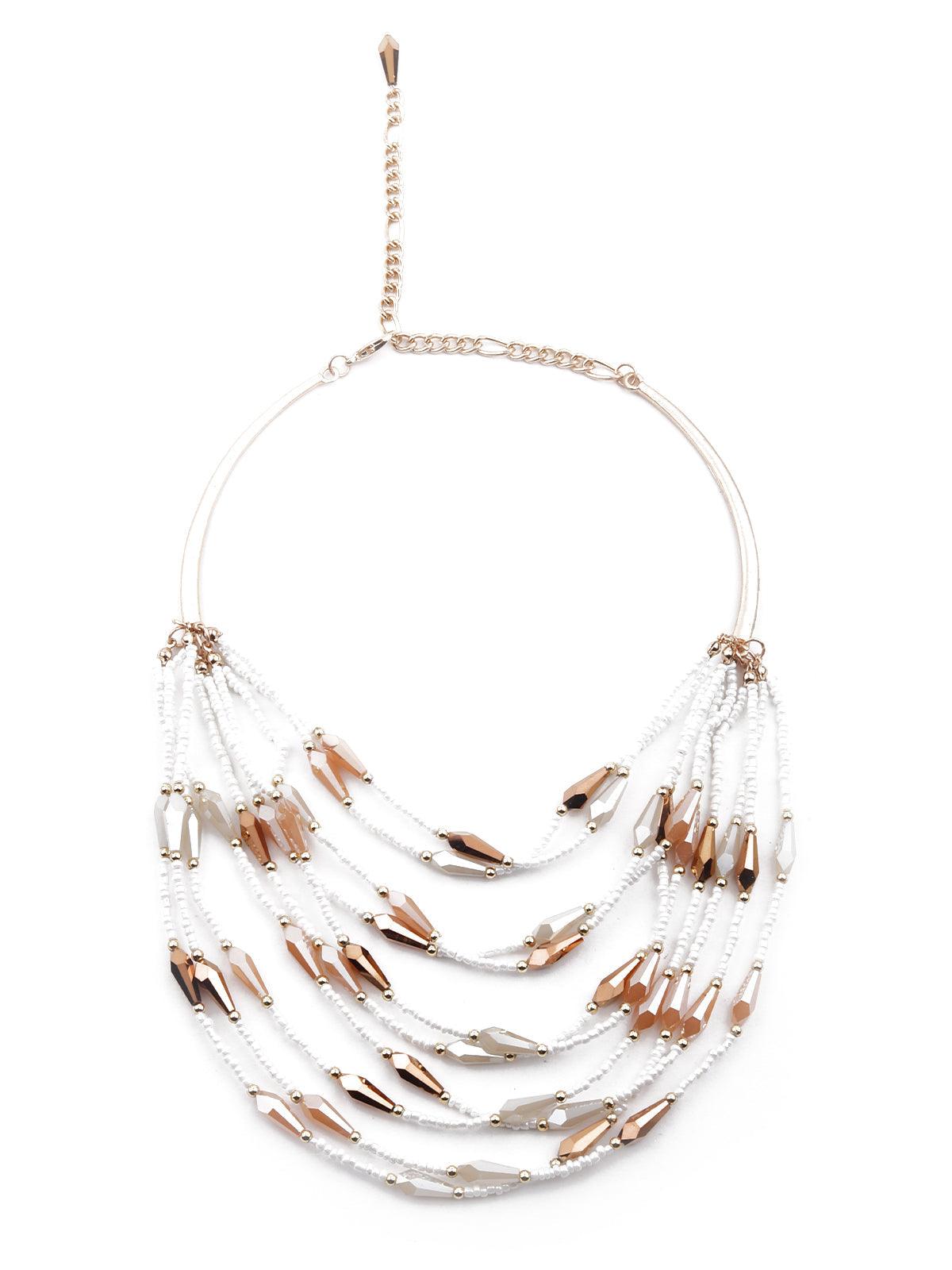 White and gold layered statement necklace - Odette