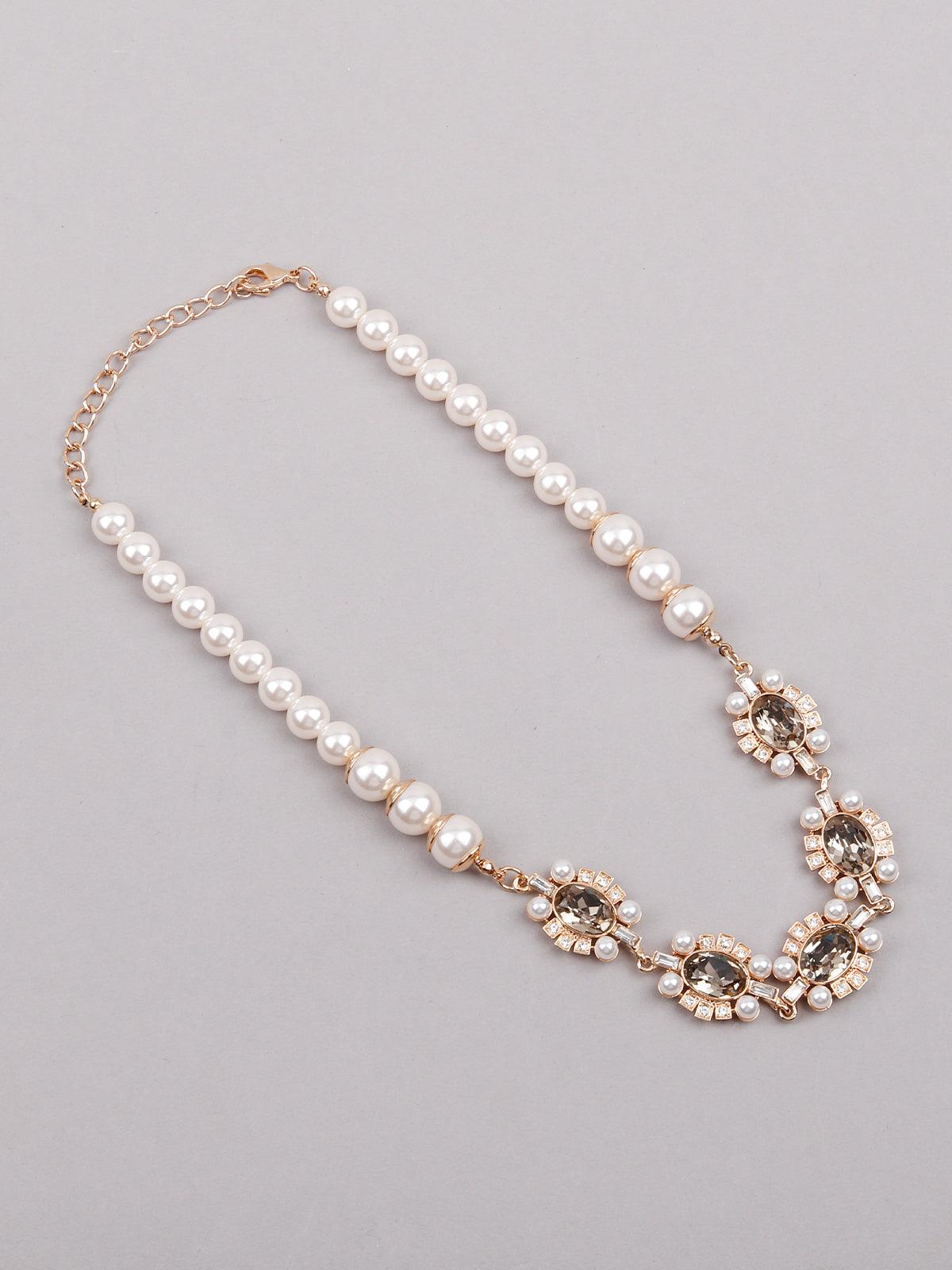 WHITE AND GREY NECKLACE - Odette