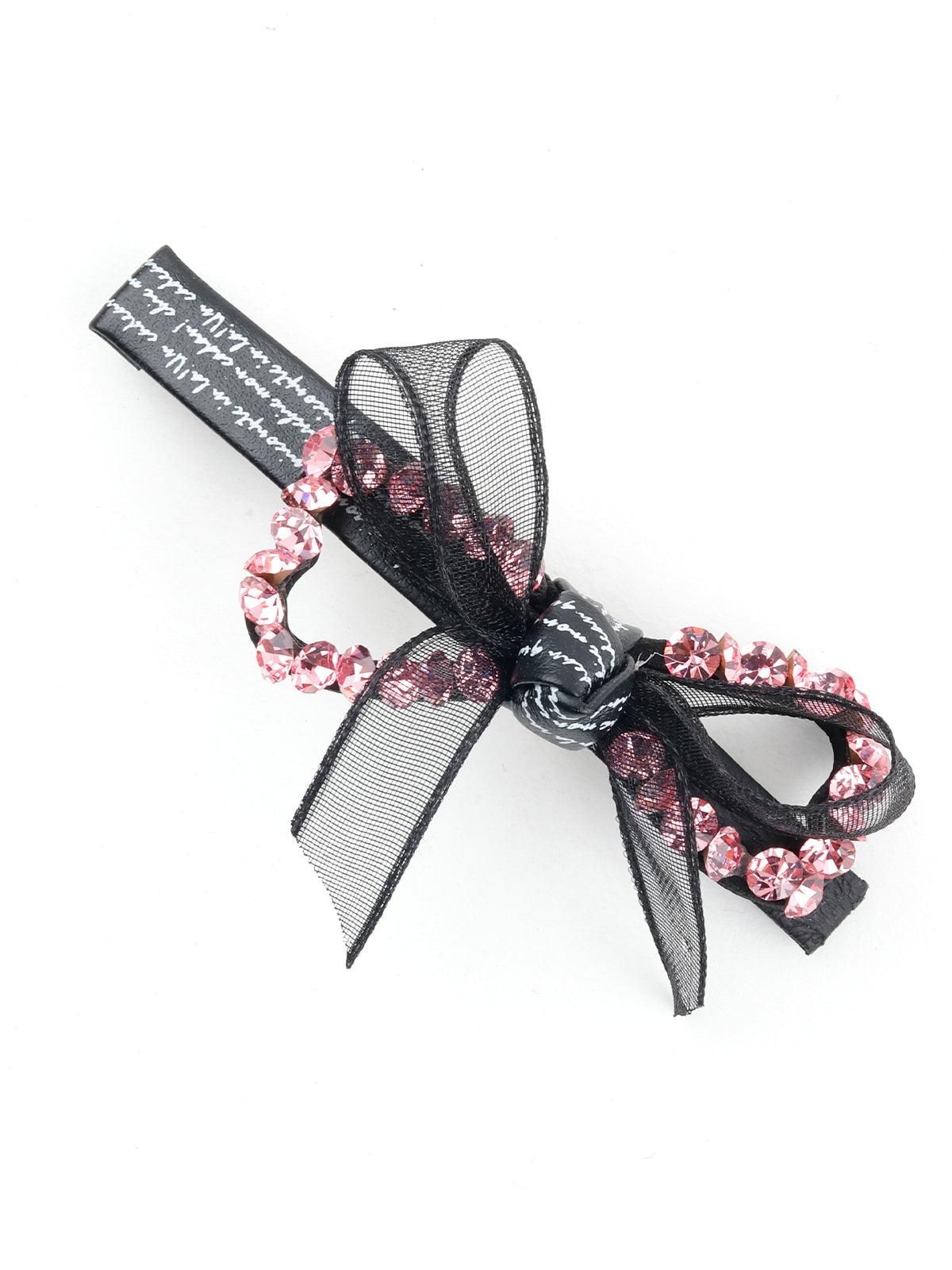 White And Pink Bow Hairclips - Odette