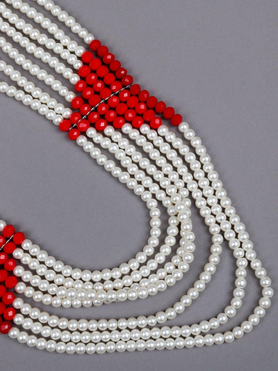 White Beaded Necklace With A Colour Pop - Odette