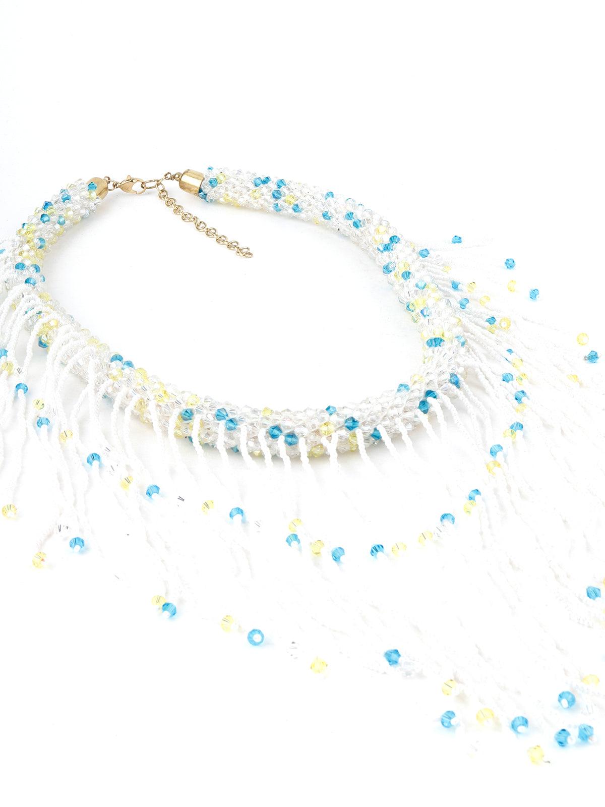 White, Blue and Green Crystal Necklace - Odette