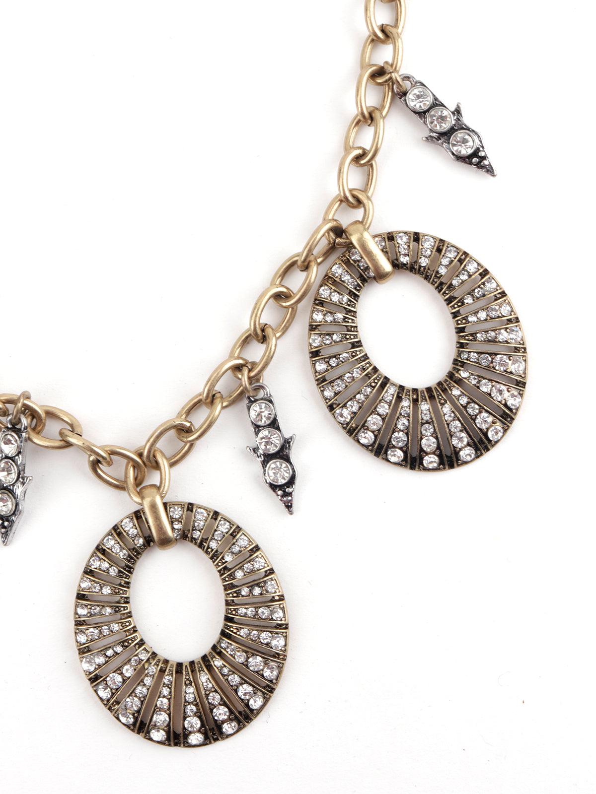 Odette Women White Chunky Gold Tone Tribal Necklace