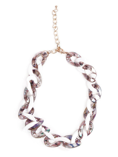 White chunky interlinked necklace - Odette
