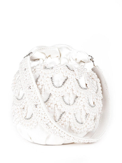 White Classy Pearly Oyster Potli Bag - Odette