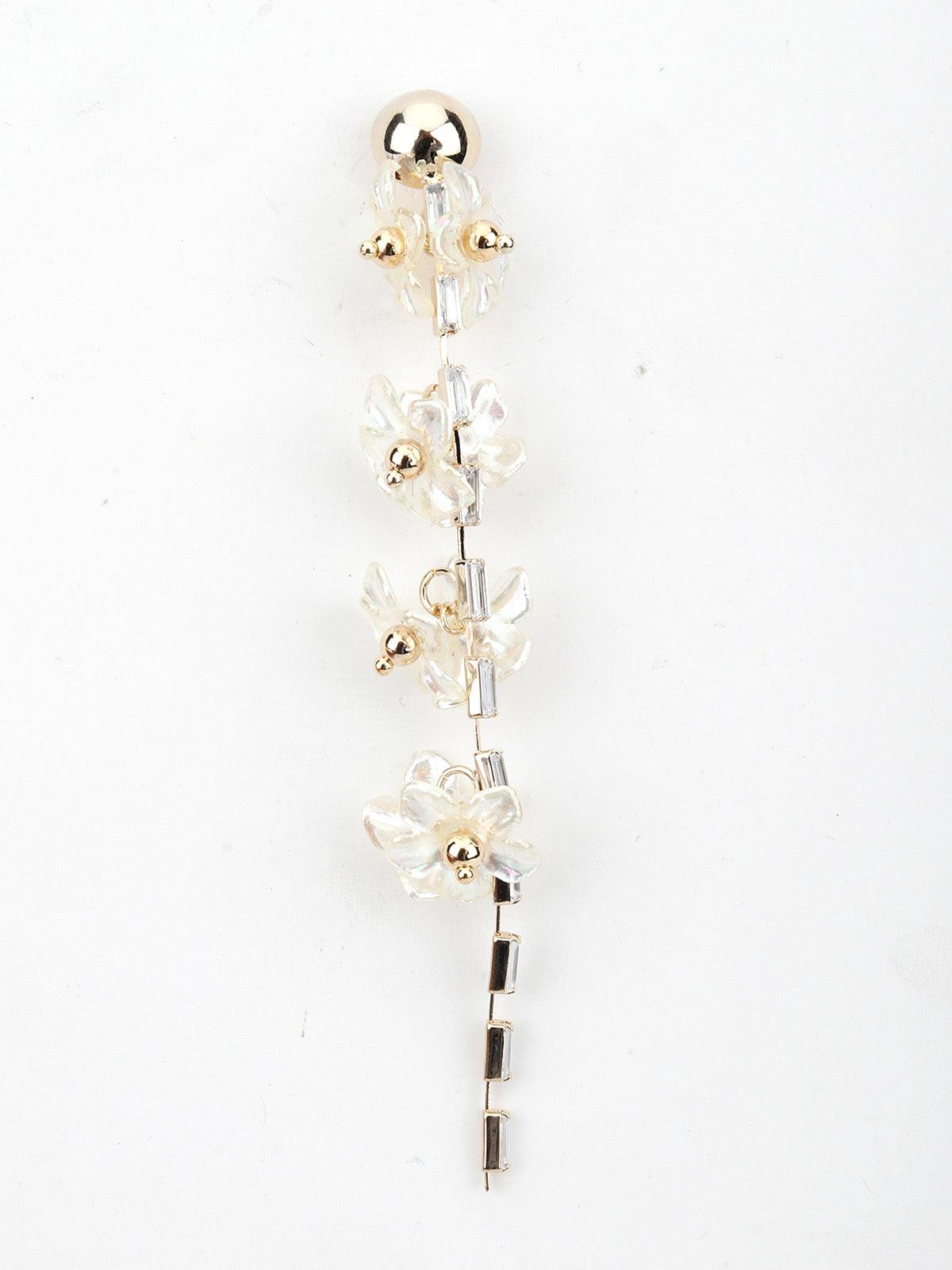 White Floral Tassel Earrings - Odette