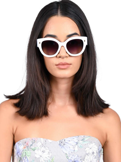 White frame stylish sunglasses for women - Odette