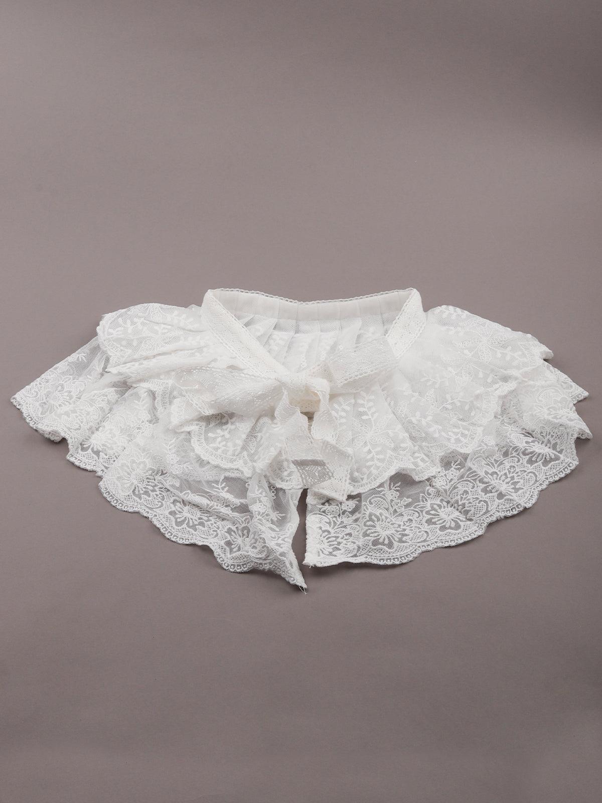 White lace frill detachable collar - Odette