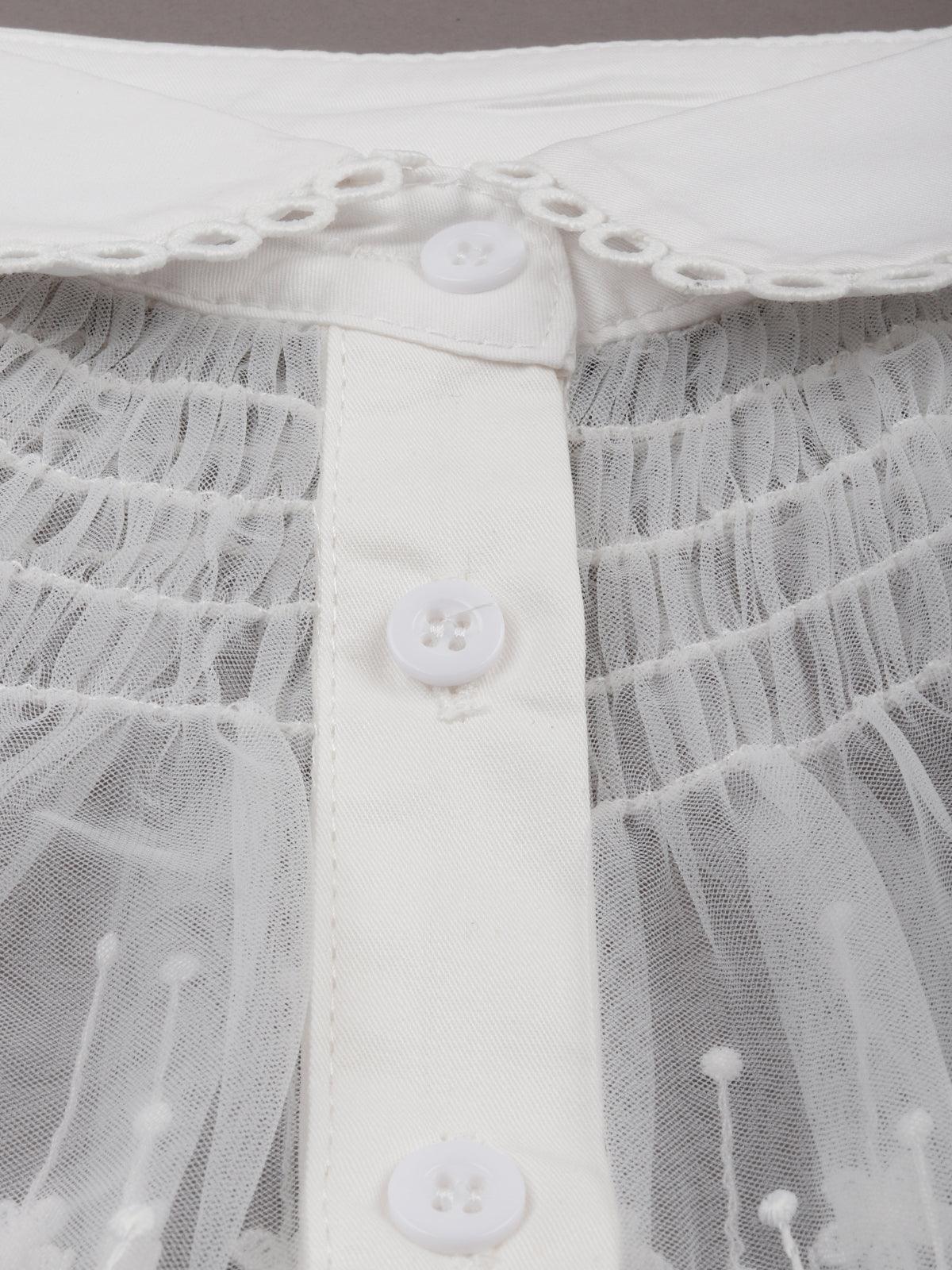 White lace frill detachable collar - Odette