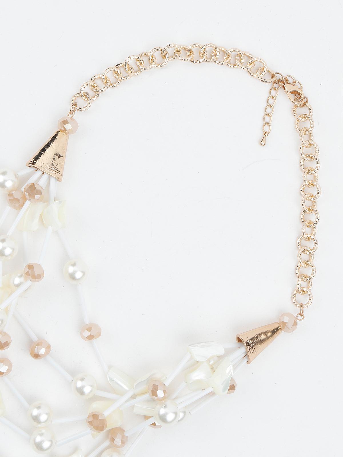 White Layered Acrylic Attractive Necklace - Odette