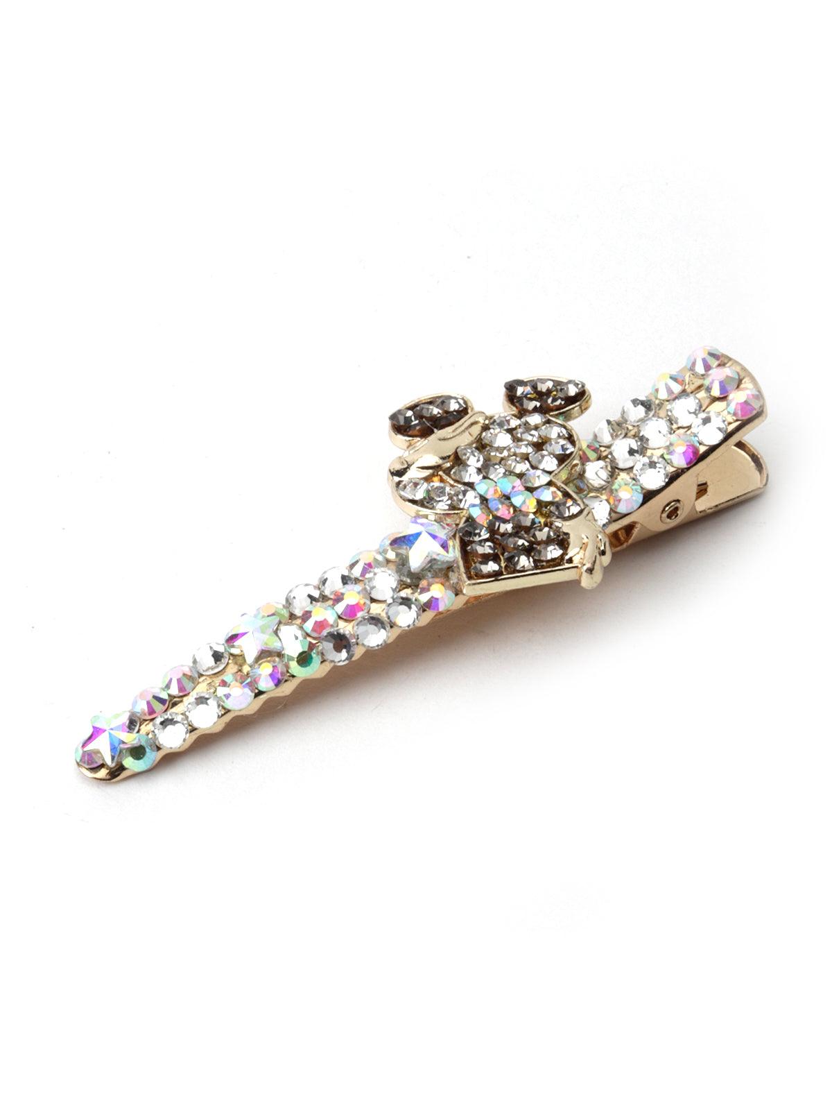 White Mickey Crystal embellished Hair Clip - Odette