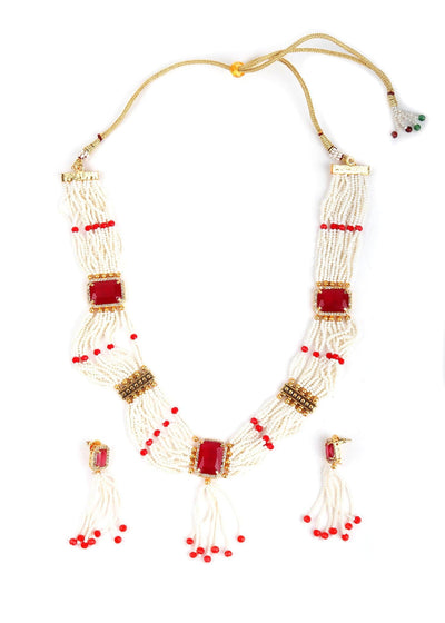 White Multi-String Pearl Necklace set - Odette