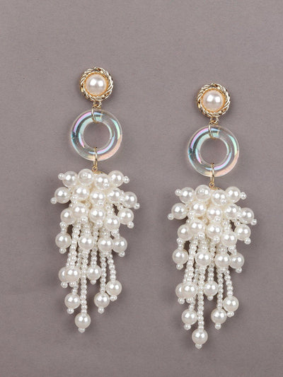 White Pearl  Dangle Earrings - Odette