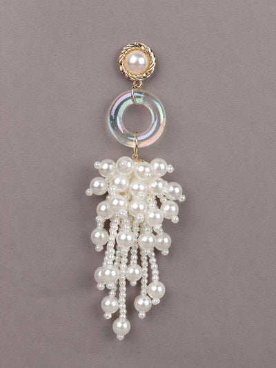 White Pearl  Dangle Earrings - Odette