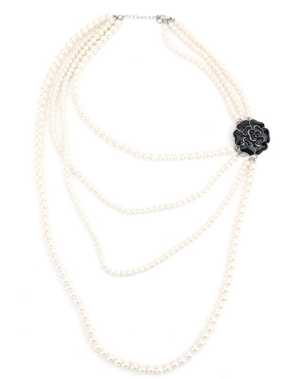 White Pearl Layering Artistic Necklace - Odette