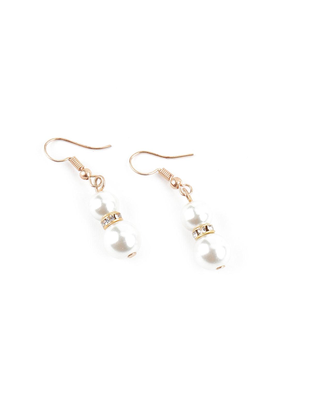 White Pearl Multi String Brooch Necklace - Odette