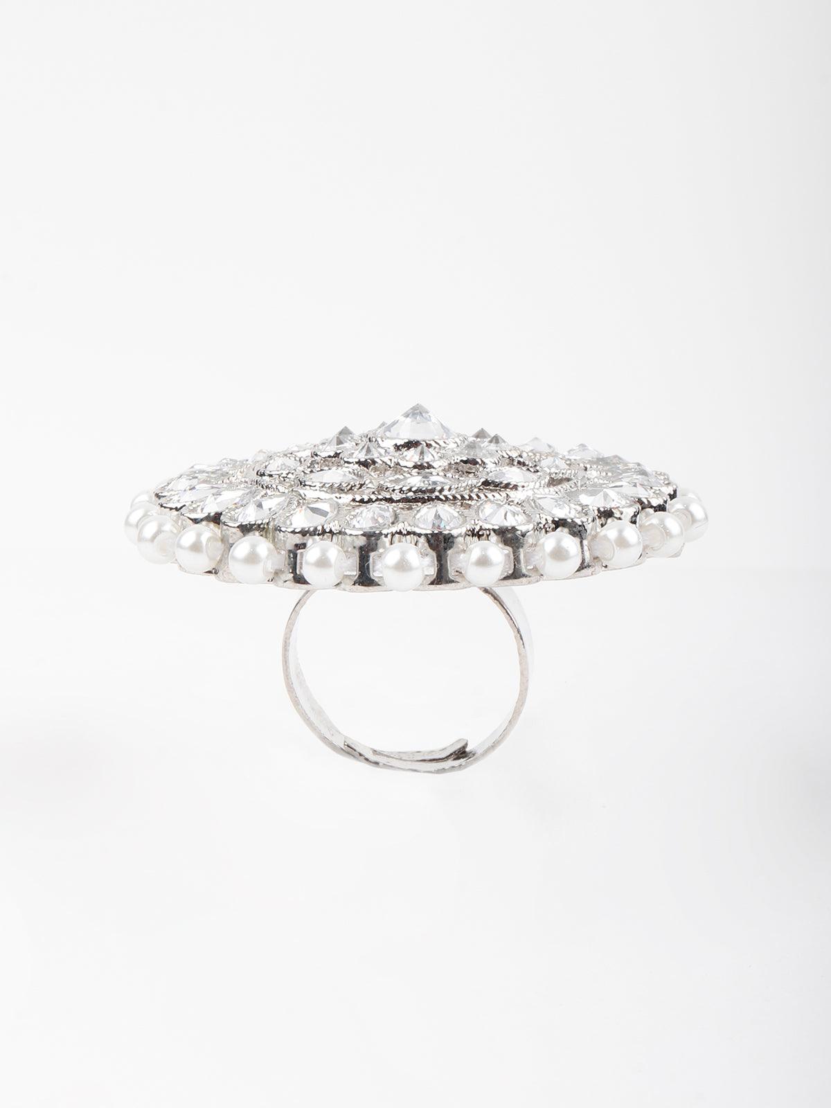 White Pearl Royal Finger Ring - Odette
